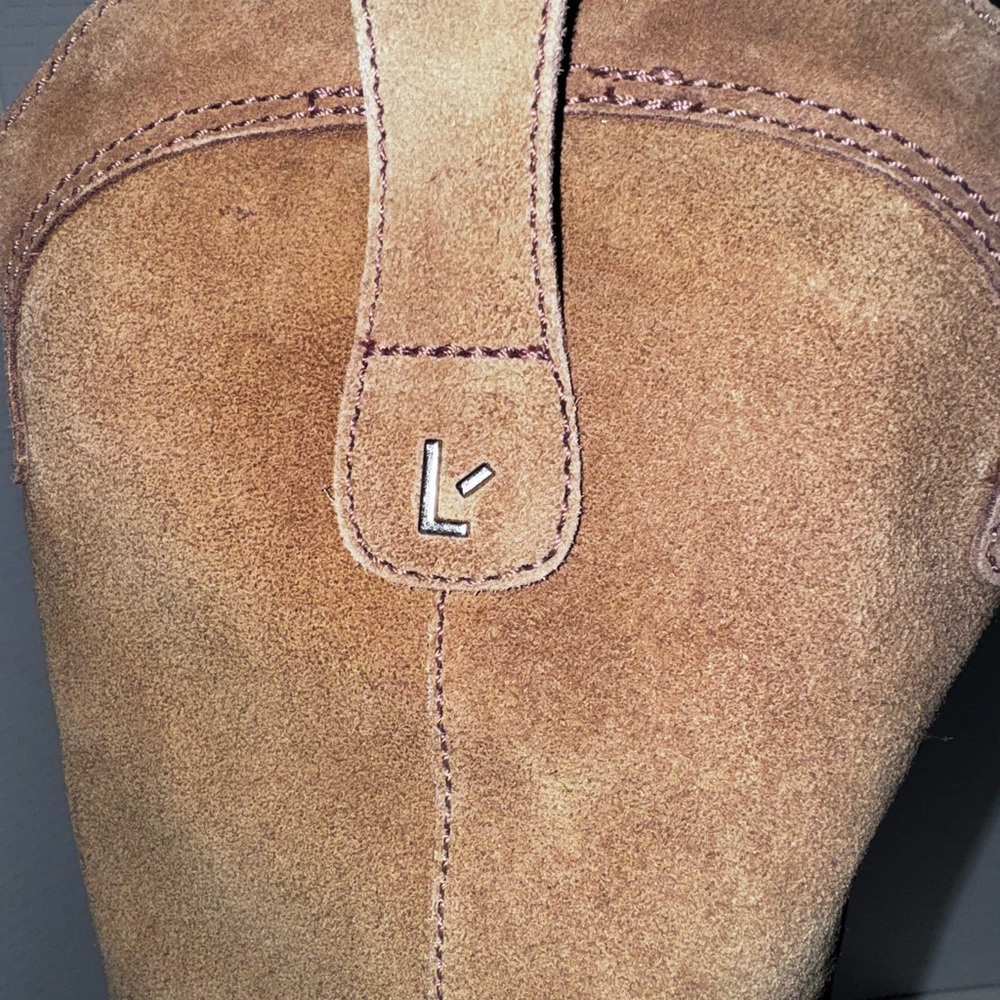 Larroude Louise Brown Suede Tall Western Boots 10 - Picture 4 of 8